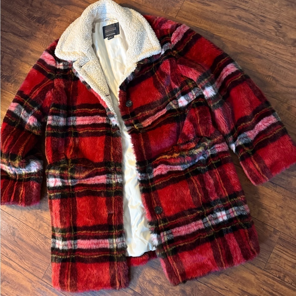 NWOT Anthropologie Sanctuary Sierra Plaid Faux Fur Sherpa Lined Teddy Jacket | S - Picture 6 of 12